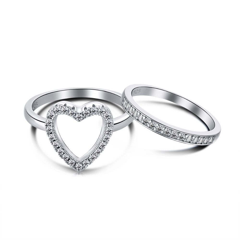 ✨️Beautiful Stylish 925 Sterling Silver Heart  Ring Pair